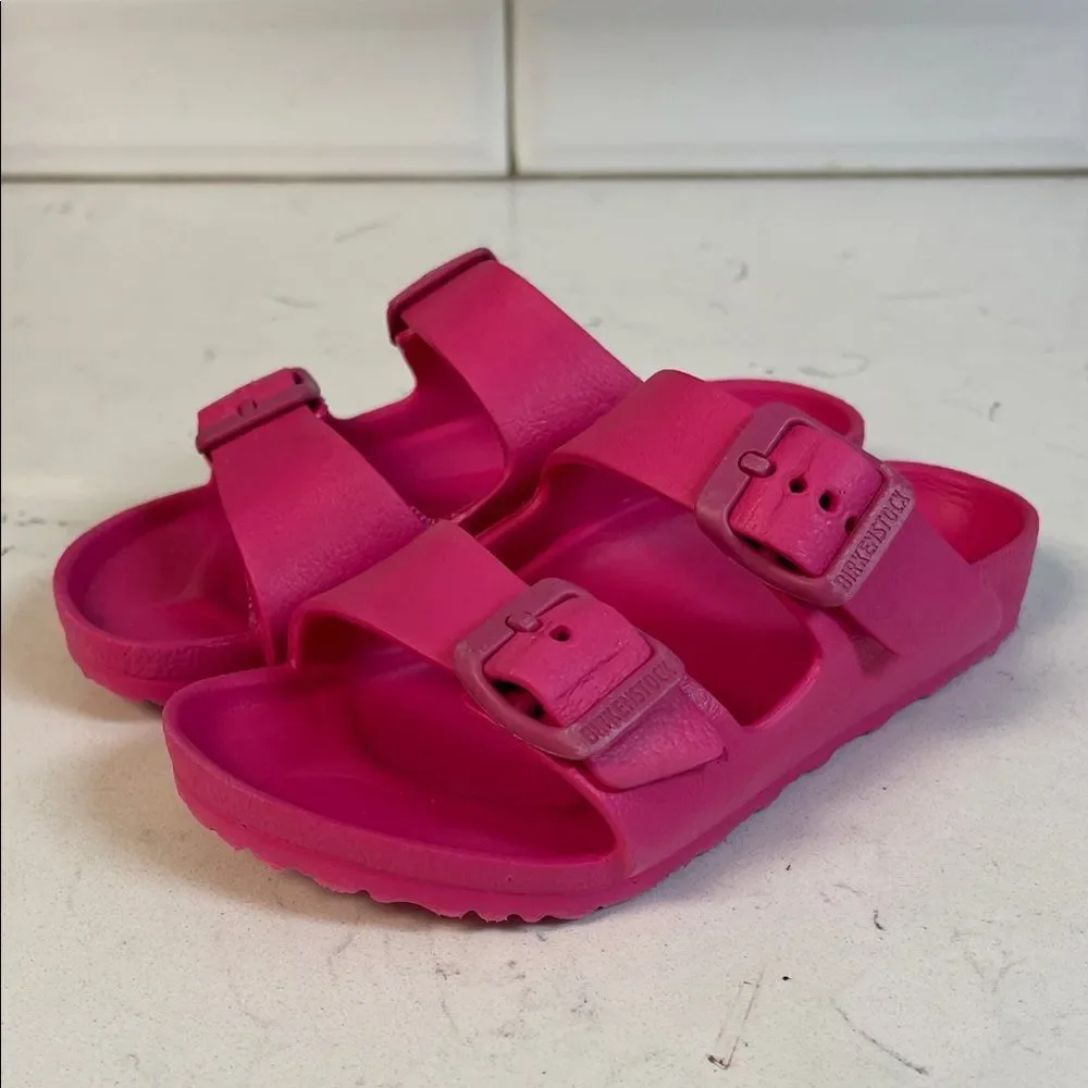 Birkenstock Little Kids Arizona EVA Sandals Pink Two-Strap Slide Sandals Size 10